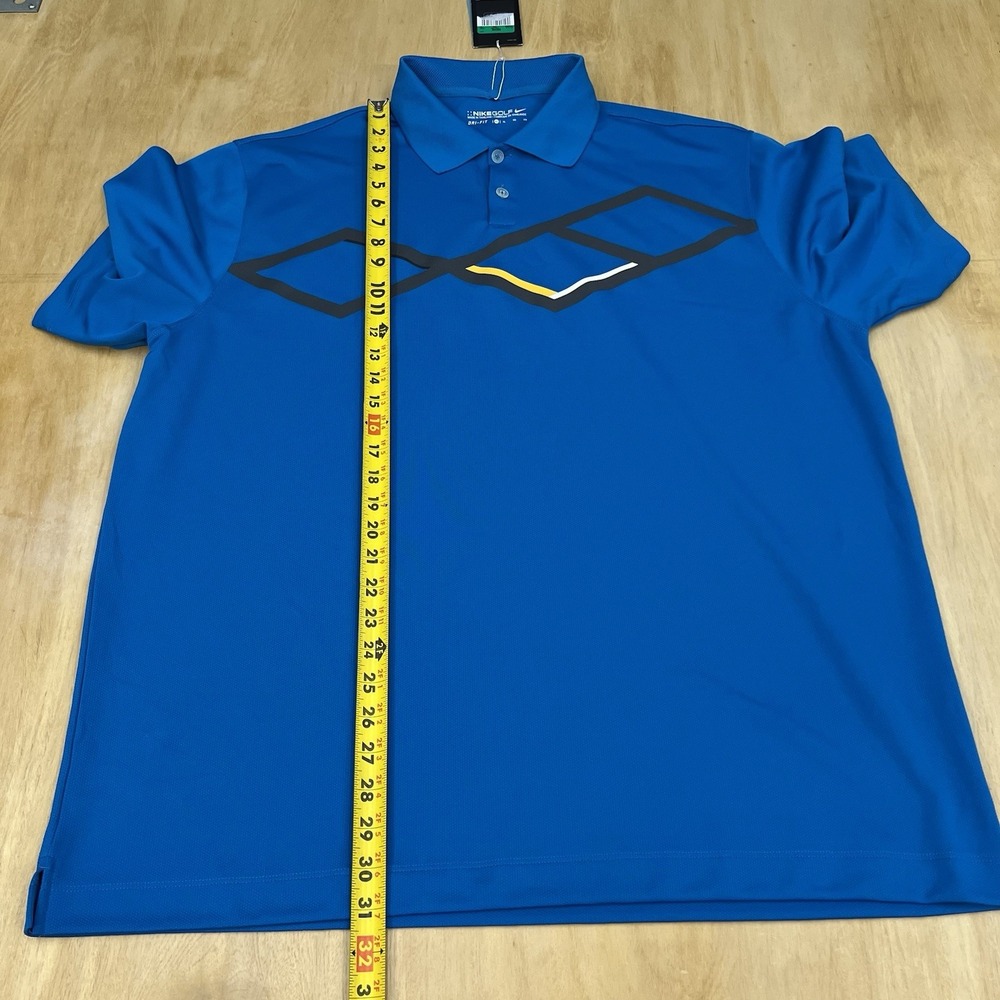 Nike Golf Polo Shirt Pique Performance Mens XL Relaxed Fit Blue Dri-Fit - Picture 5 of 8